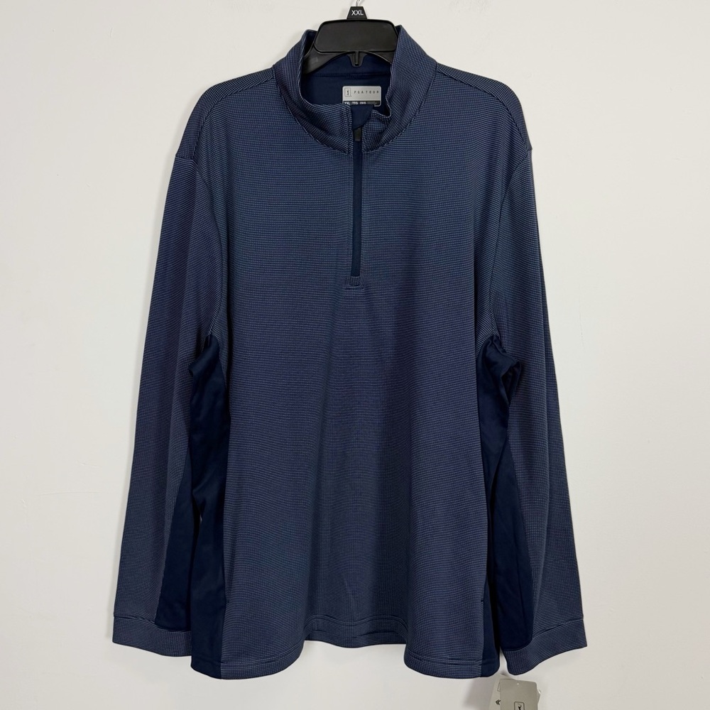 Pga Tour Pullover Quarter Zip Mens Xxl Dark Blue Navy Thermal Long Sleeve Nwt
